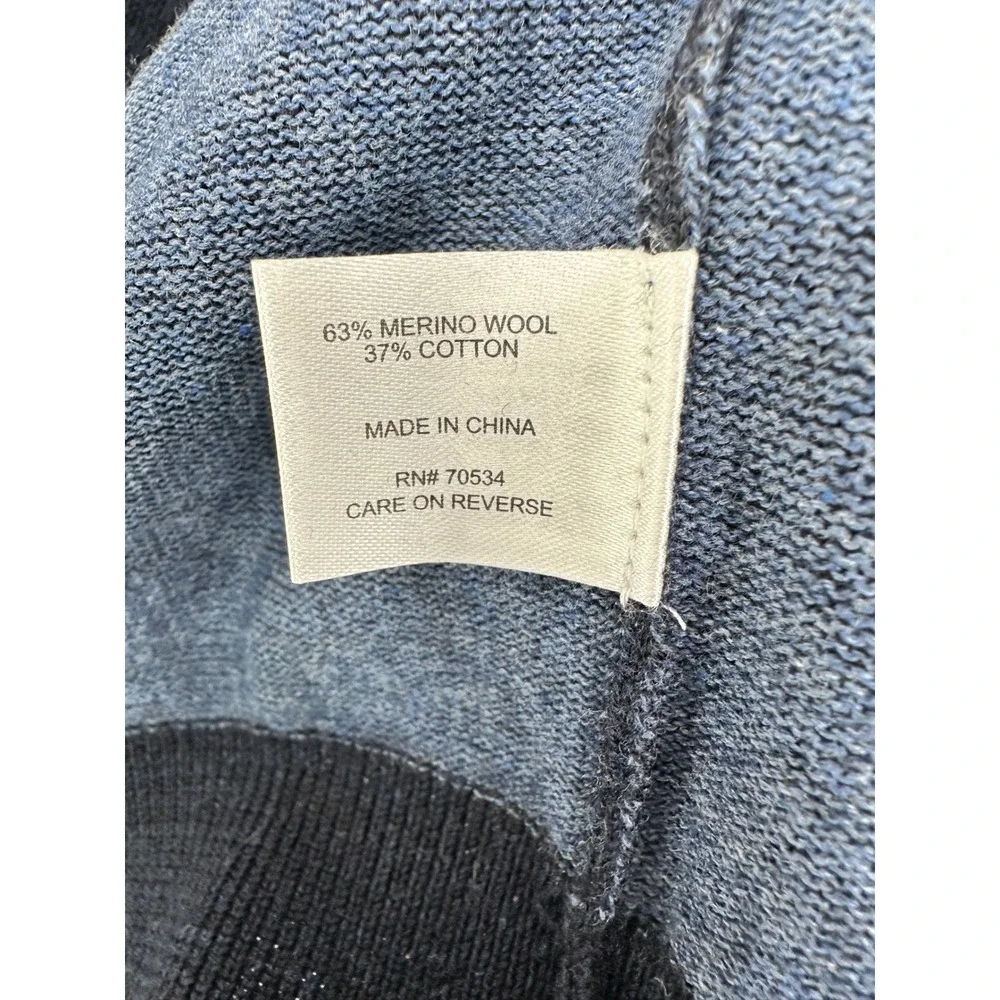 Orvis‎ Mens Navy Blue Merino Wool Cotton Blend Crewneck Sweater Large